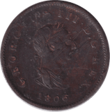 1806 HALFPENNY ( VF ) - HALFPENNY - Cambridgeshire Coins