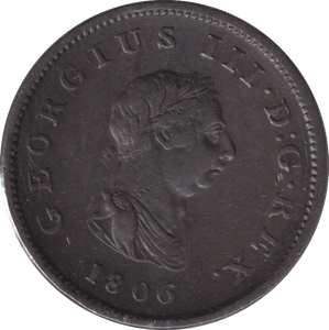 1806 HALFPENNY ( VF ) - HALFPENNY - Cambridgeshire Coins