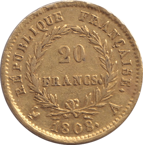 1808 GOLD 20 FRANCS FRANCE - GOLD WORLD COINS - Cambridgeshire Coins