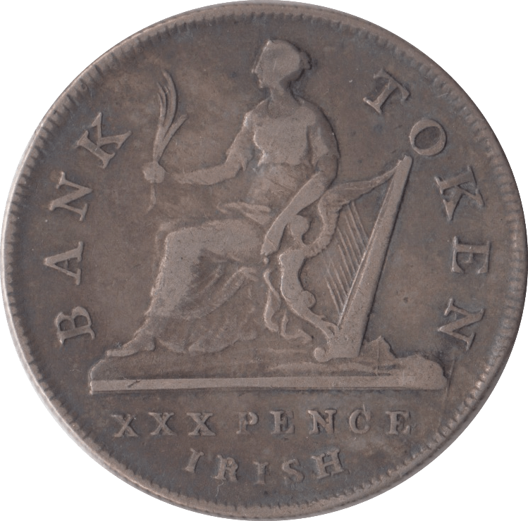 1808 SILVER BANK OF IRELAND TOKEN THIRTY PENCE GEORGE III - BANK TOKEN - Cambridgeshire Coins