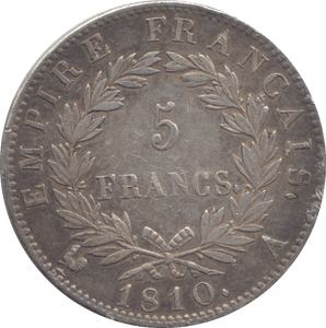 1810 SILVER 5 FRANC FRANCE - SILVER WORLD COINS - Cambridgeshire Coins