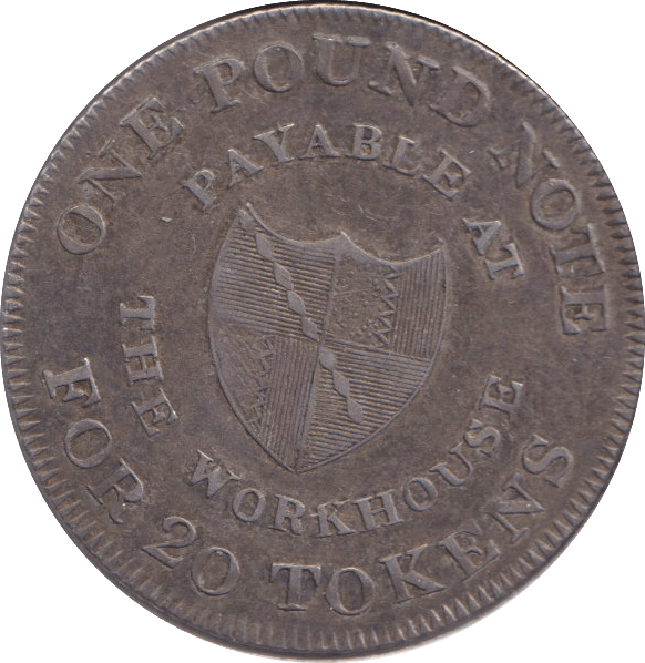 1811 BIRMINGHAM WORKHOUSE SHILLING TOKEN - OTHER TOKENS - Cambridgeshire Coins