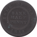 1811 HALFPENNY BANK TOKEN ISLE OF MAN - WORLD COINS - Cambridgeshire Coins