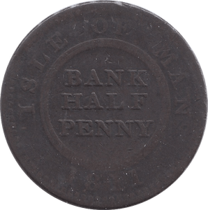 1811 HALFPENNY BANK TOKEN ISLE OF MAN - WORLD COINS - Cambridgeshire Coins