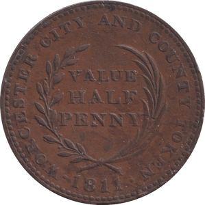 1811 HALFPENNY TOKEN WORCESTER - HALFPENNY TOKEN - Cambridgeshire Coins