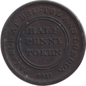 1811 HALFPENNY TOKEN - HALFPENNY TOKEN - Cambridgeshire Coins