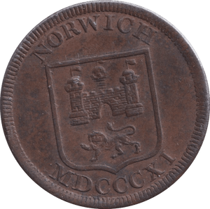 1811 NORWICH HALFPENNY TOKEN - HALFPENNY TOKEN - Cambridgeshire Coins