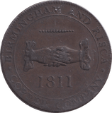 1811 PENNY TOKEN BIRMINGHAM - PENNY TOKEN - Cambridgeshire Coins