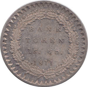 1811 SILVER BANK TOKEN ONE SHILLING AND SIXPENCE ( UNC ) - BANK TOKEN - Cambridgeshire Coins