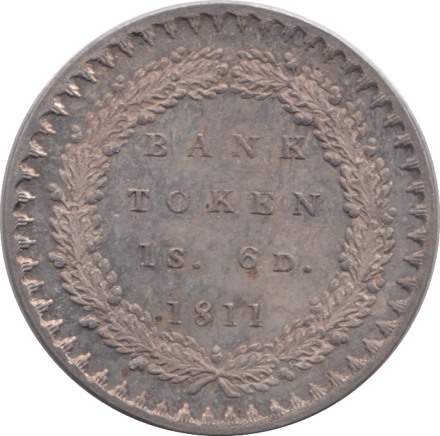 1811 SILVER BANK TOKEN ONE SHILLING AND SIXPENCE ( UNC ) - BANK TOKEN - Cambridgeshire Coins