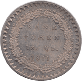 1811 SILVER BANK TOKEN ONE SHILLING AND SIXPENCE ( UNC ) - BANK TOKEN - Cambridgeshire Coins