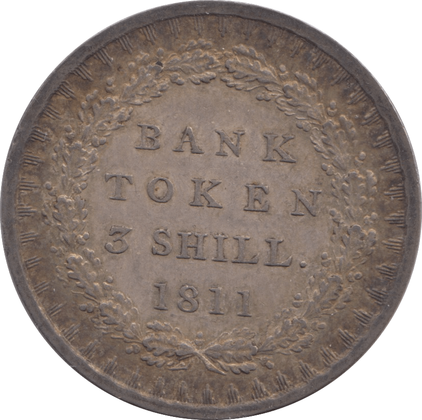 1811 SILVER BANK TOKEN THREE SHILLING - BANK TOKEN - Cambridgeshire Coins