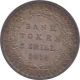 1811 SILVER BANK TOKEN THREE SHILLING - BANK TOKEN - Cambridgeshire Coins