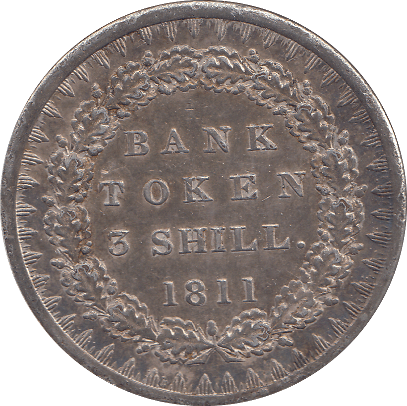 1811 SILVER BANK TOKEN THREE SHILLING - BANK TOKEN - Cambridgeshire Coins