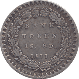 1811 SILVER SHILLING SIXPENCE BANK TOKEN - BANK TOKEN - Cambridgeshire Coins