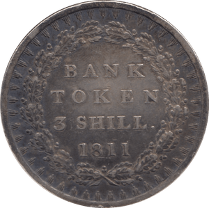 1811 SILVER THREE SHILLING BANK TOKEN - BANK TOKEN - Cambridgeshire Coins