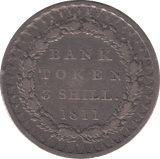 1811 SILVER THREE SHILLING BANK TOKEN - BANK TOKEN - Cambridgeshire Coins