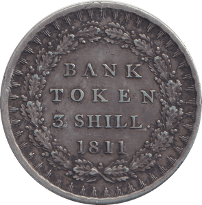 1811 SILVER THREE SHILLING BANK TOKEN - BANK TOKEN - Cambridgeshire Coins