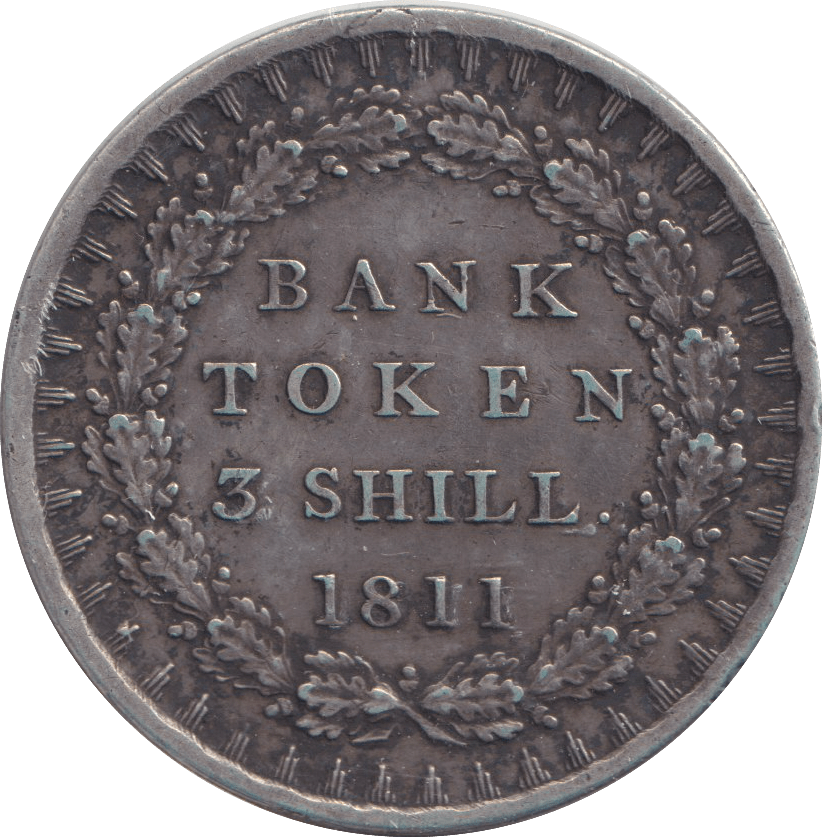 1811 SILVER THREE SHILLING BANK TOKEN - BANK TOKEN - Cambridgeshire Coins