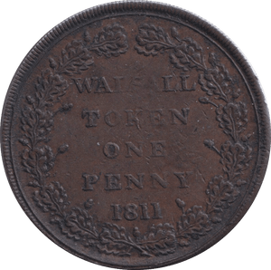 1811 WALSALL PENNY TOKEN - PENNY TOKEN - Cambridgeshire Coins
