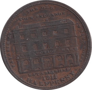 1811 WOODS OLD STOCK EXCHANGE HALFPENNY TOKEN - HALFPENNY TOKEN - Cambridgeshire Coins
