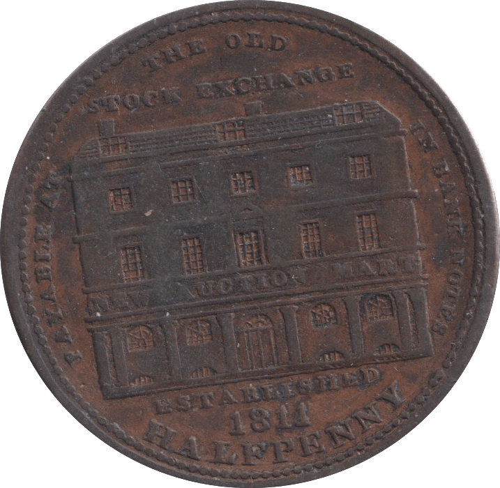 1811 WOODS OLD STOCK EXCHANGE HALFPENNY TOKEN - HALFPENNY TOKEN - Cambridgeshire Coins