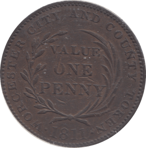 1811 WORCESTER PENNY TOKEN - HALFPENNY TOKEN - Cambridgeshire Coins