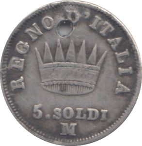 1812 5 SOLDI ITALY HOLED - WORLD COINS - Cambridgeshire Coins