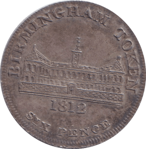 1812 BIRMINGHAM WORKHOUSE SIXPENCE TOKEN - OTHER TOKENS - Cambridgeshire Coins