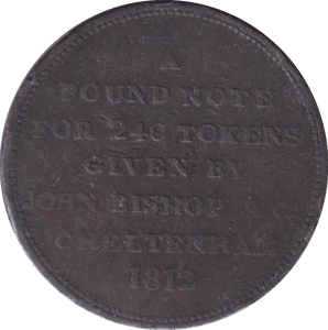 1812 CHELTENHAM PENNY TOKEN - PENNY TOKEN - Cambridgeshire Coins