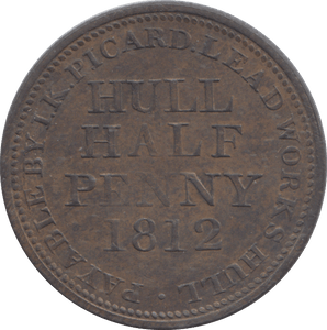 1812 HULL HALFPENNY TOKEN - HALFPENNY TOKEN - Cambridgeshire Coins
