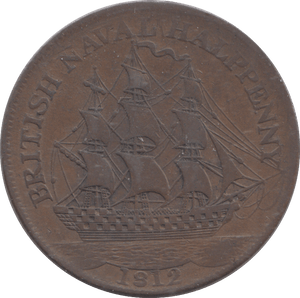 1812 NAVAL HALFPENNY TOKEN - HALFPENNY TOKEN - Cambridgeshire Coins