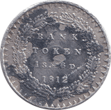 1812 SHILLING SIXPENCE BANK TOKEN ( VF ) - BANK TOKEN - Cambridgeshire Coins