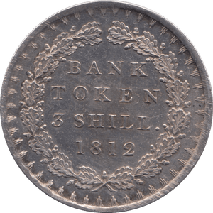 1812 SILVER THREE SHILLING BANK TOKEN ( AUNC ) - BANK TOKEN - Cambridgeshire Coins