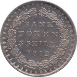 1812 SILVER THREE SHILLING BANK TOKEN ( AUNC ) - BANK TOKEN - Cambridgeshire Coins
