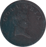 1813 COLUMBIA FARTHING TOKEN CANADA - FARTHING TOKEN - Cambridgeshire Coins