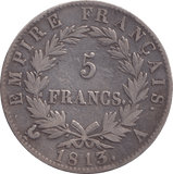 1813 FIVE FRANCS FRANCE - SILVER WORLD COINS - Cambridgeshire Coins