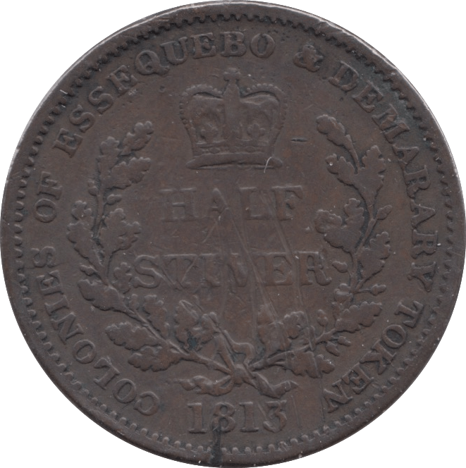 1813 HALF STIVER BRITISH ESSEQUEBO AND DEMERARY - WORLD COINS - Cambridgeshire Coins