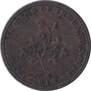 1813 HALFPENNY TOKEN J.HILLES DUBLIN - HALFPENNY TOKENS - Cambridgeshire Coins