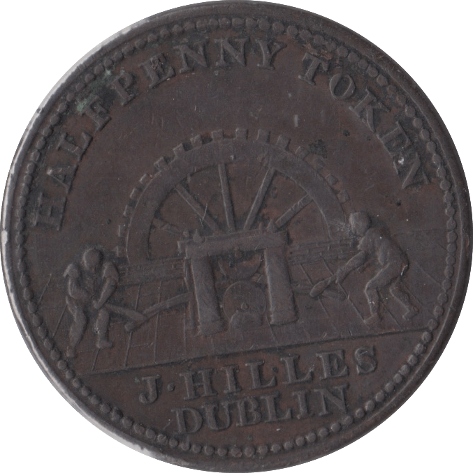 1813 HALFPENNY TOKEN J.HILLES DUBLIN - HALFPENNY TOKENS - Cambridgeshire Coins