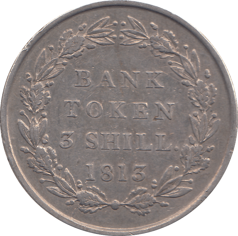 1813 SILVER BANK TOKEN THREE SHILLING - BANK TOKEN - Cambridgeshire Coins