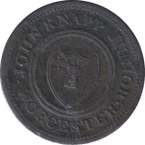 1813 WORCESTER HALFPENNY TOKEN - HALFPENNY TOKEN - Cambridgeshire Coins