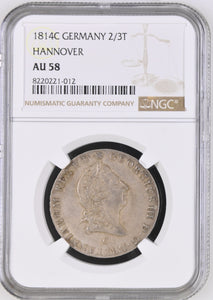 1814 2/3T GERMANY HANNOVER AU 58 BN - NGC OTHER COINS - Cambridgeshire Coins