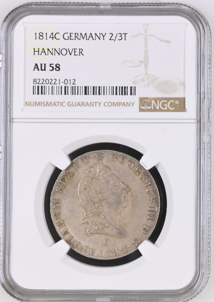 1814 2/3T GERMANY HANNOVER AU 58 BN - NGC OTHER COINS - Cambridgeshire Coins