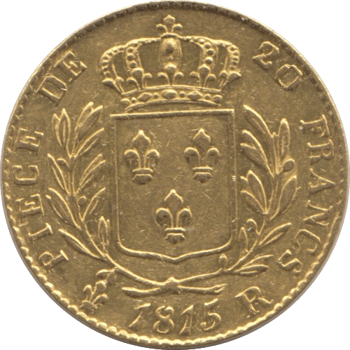 1815 GOLD FRANCE 20 FRANCS KING LOUIS XVIII LONDON MINT - Gold World Coins - Cambridgeshire Coins