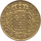1815 GOLD FRANCE 20 FRANCS KING LOUIS XVIII LONDON MINT - Gold World Coins - Cambridgeshire Coins