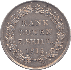 1815 SILVER BANK TOKEN THREE SHILLING - BANK TOKEN - Cambridgeshire Coins