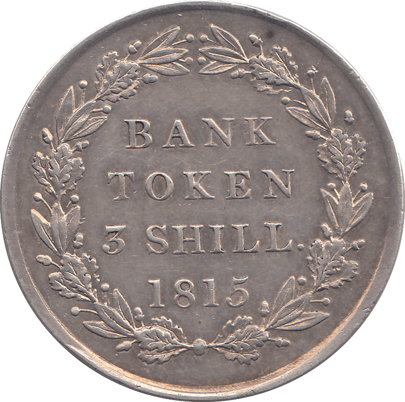 1815 SILVER BANK TOKEN THREE SHILLING - BANK TOKEN - Cambridgeshire Coins