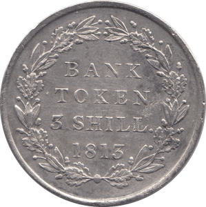 1815 SILVER THREE SHILLING BANK TOKEN ( EF ) - BANK TOKEN - Cambridgeshire Coins