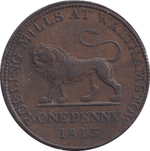 1815 WALTHAMSTOW PENNY TOKEN - PENNY TOKEN - Cambridgeshire Coins